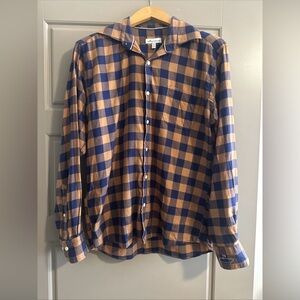 Men’s Peter Millar Navy and Camel Plaid, Button Down Shirt